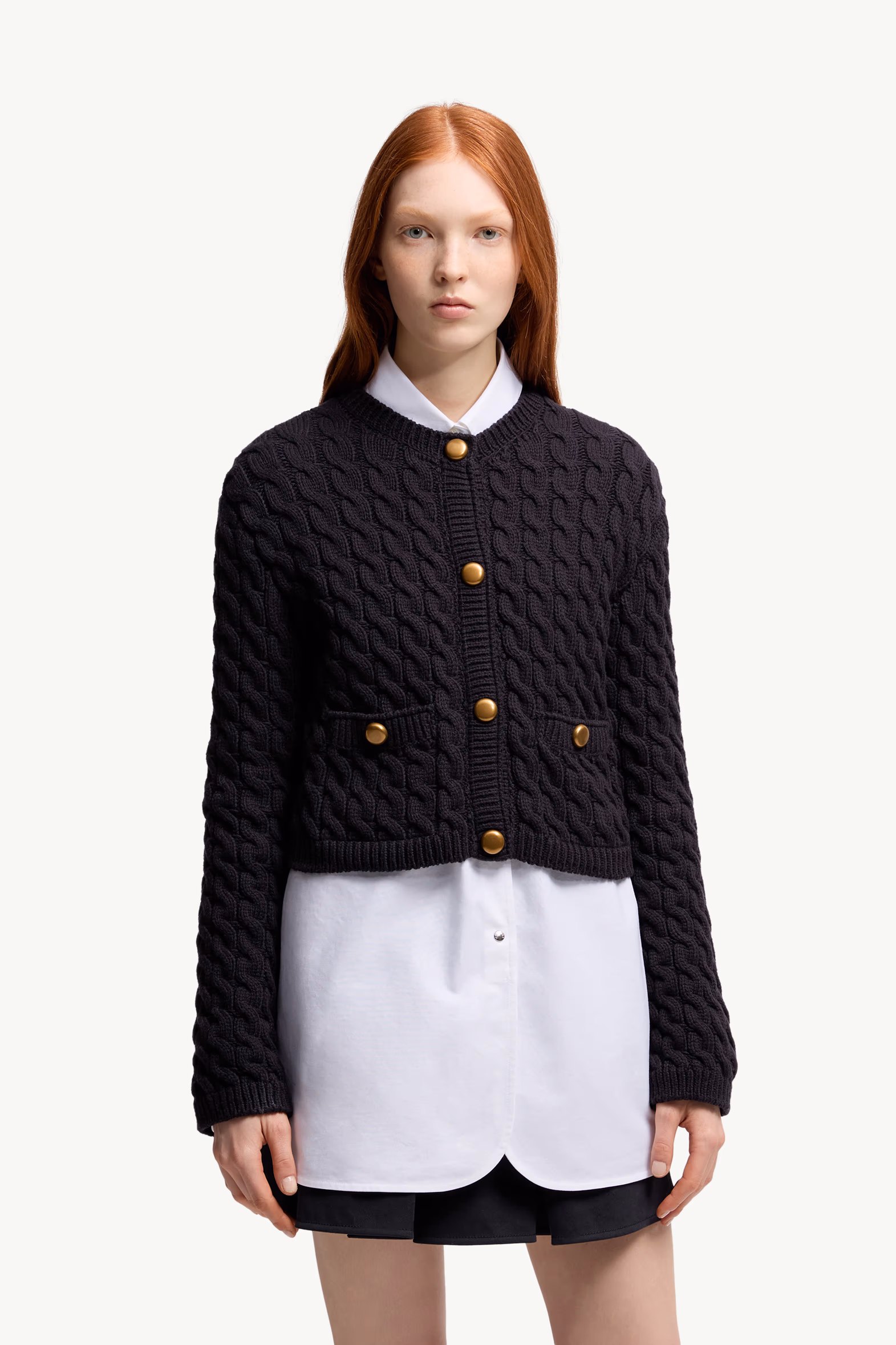 Cardigan en coton mélangé Femmes Bleu marine Moncler 3
